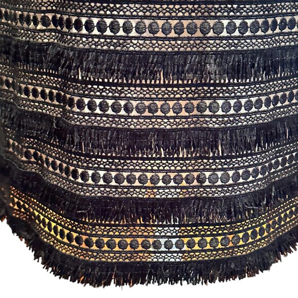 J Crew Black Fringe Sheath Dress, Black With Beige Lining, Size 2 - Picture 7 of 9